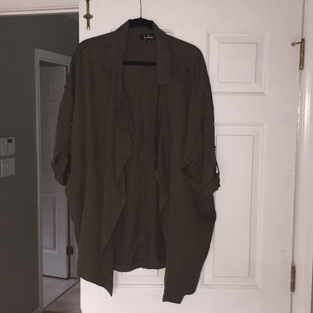 Lulus Olive Green Open Front Tunic Size L